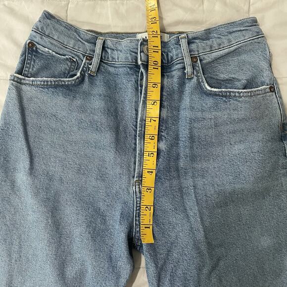 Agolde Jeans Women Size 28 Blue Riley Cropped Denim Button Fly Designer Stretch - Picture 6 of 11